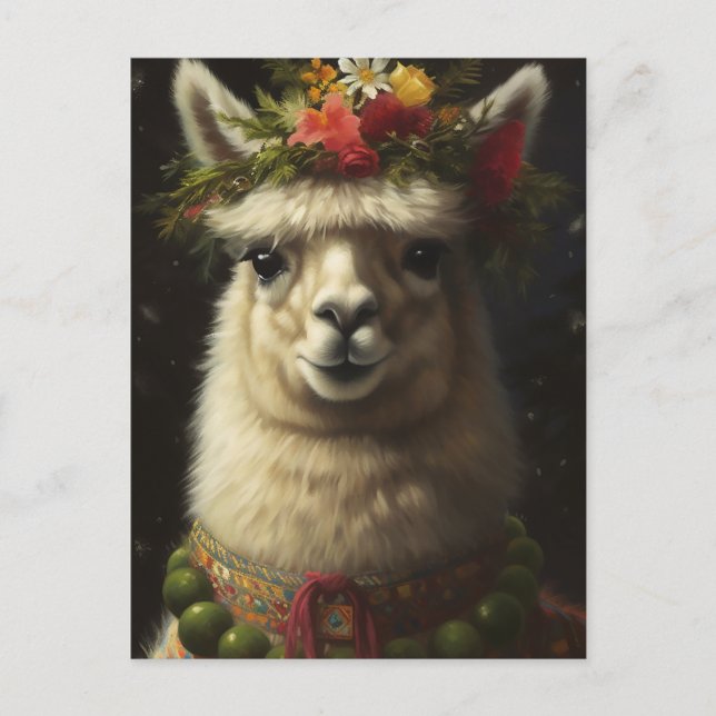 Christmas Llama Postcard (Front)