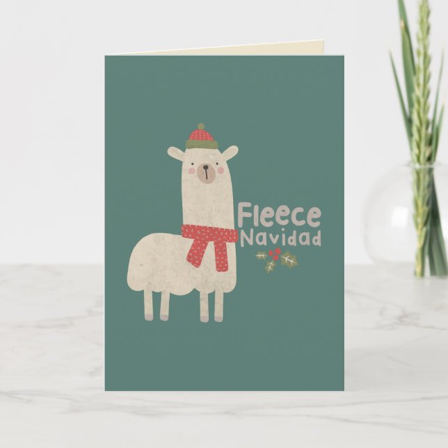 Christmas Llama Pun: Fleece Navidad Card (Front)