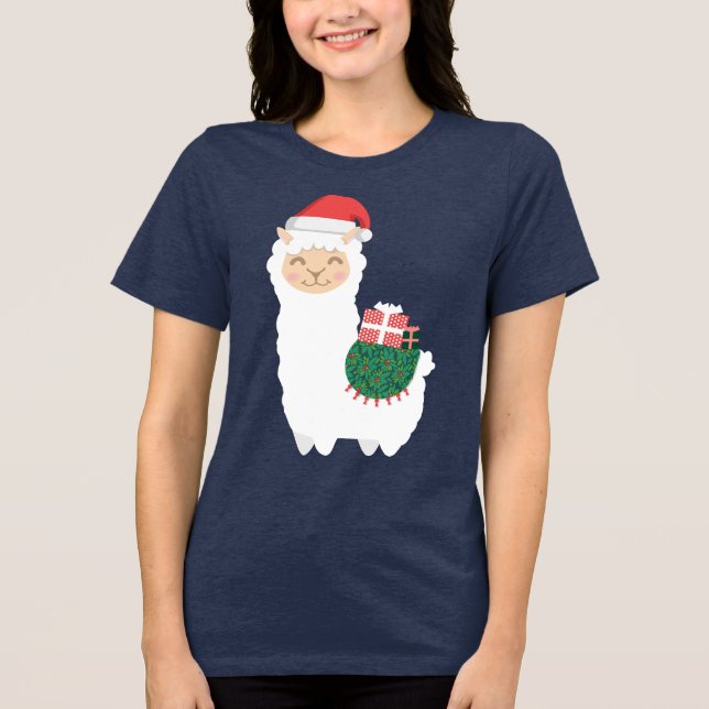 Christmas Llama Tri-Blend Shirt (Front)