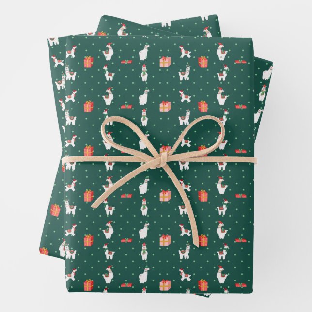Christmas Llama Wrapping Paper Sheets (3) 19"x29"  (In situ)