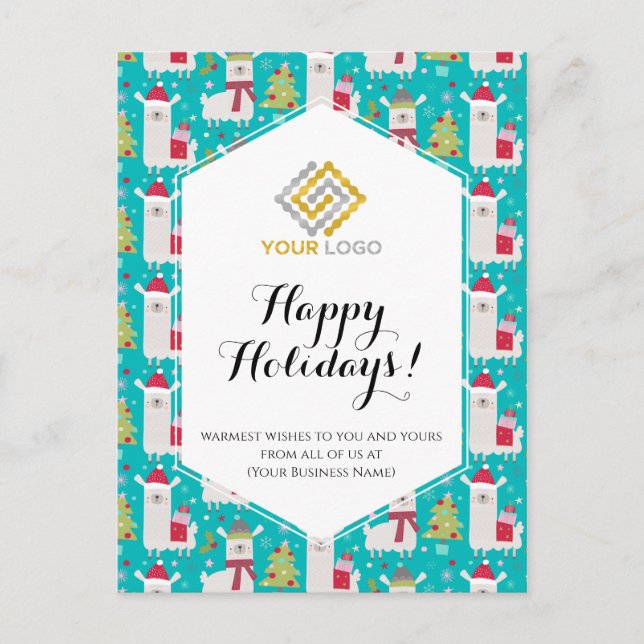 Christmas Llamas Logo Business Postcard (Front)