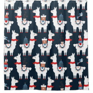 Christmas llamas seamless pattern