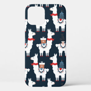 Christmas llamas seamless pattern iPhone 12 case