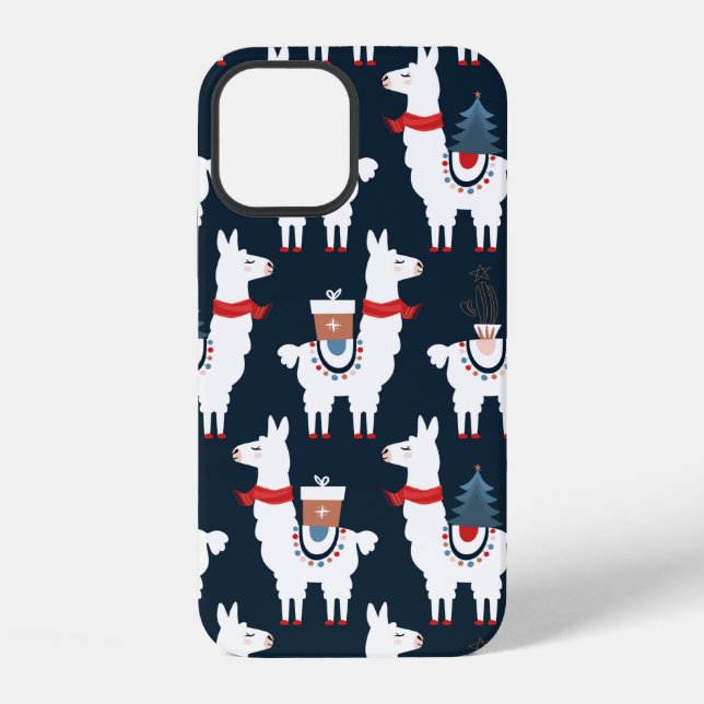 Christmas llamas seamless pattern iPhone case (Back)