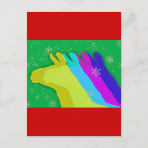 Christmas Llamas With Stars and Snowflake & Music Holiday Postcard