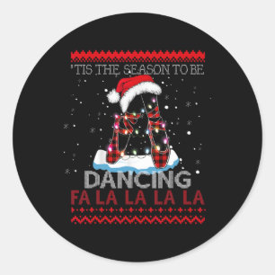 Christmas Llet Dance Ugly Sweater Funny Christmas Classic Round Sticker