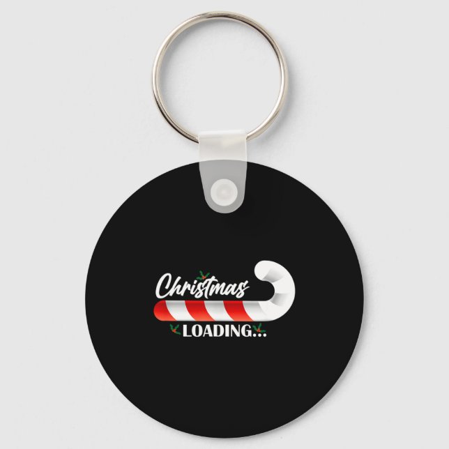 Christmas Loading Fir Tree Candy Cane  Keychain (Front)