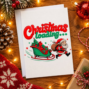Christmas Loading Santa Sleigh Presents Running Holiday Card