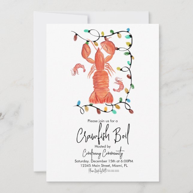 Christmas Lobster Crawfish Crustacean Flyer Invitation (Front)