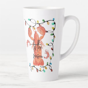 Christmas Lobster Crawfish Crustacean  Watercolor  Latte Mug