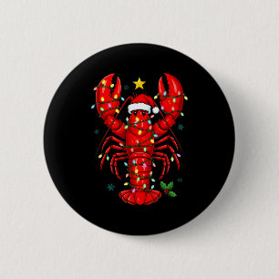 Christmas Lobster With Santa Hat Funny Holiday 2 Inch Round Button