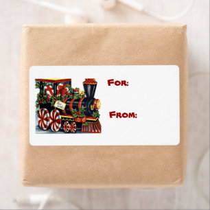 Christmas Locomotive Gift Tag Label
