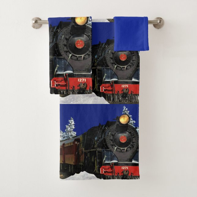 Christmas  Locomotive Train / Bath Towel Set (Insitu)