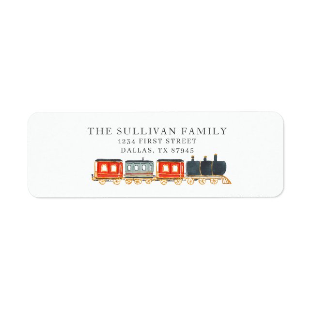 Christmas Locomotive Train Return Address Labels (Front)