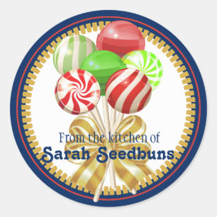 Christmas lollipops candy confections bow classic round sticker