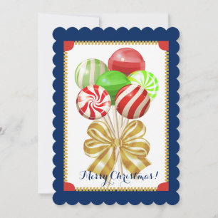 Christmas lollipops candy confections bow holiday card