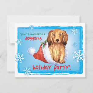 Christmas Longhaired Dachshund Invitation