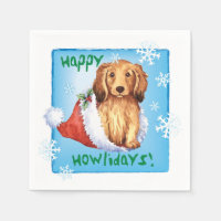 Christmas Longhaired Dachshund Napkins