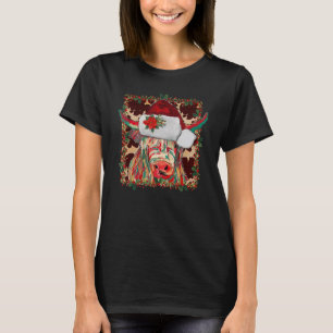 Christmas Longhorn Cow Cute  Christmas Western T-Shirt