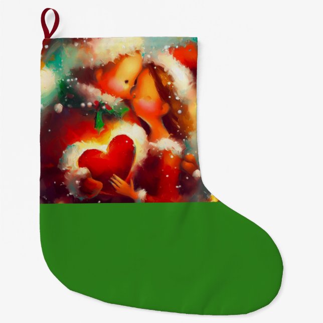 Christmas Love 3 Large Christmas Stocking (Front)