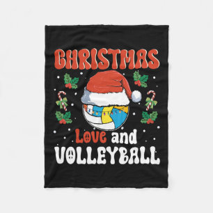 Christmas Love And Volleyball Santa Sports Design Fleece Blanket
