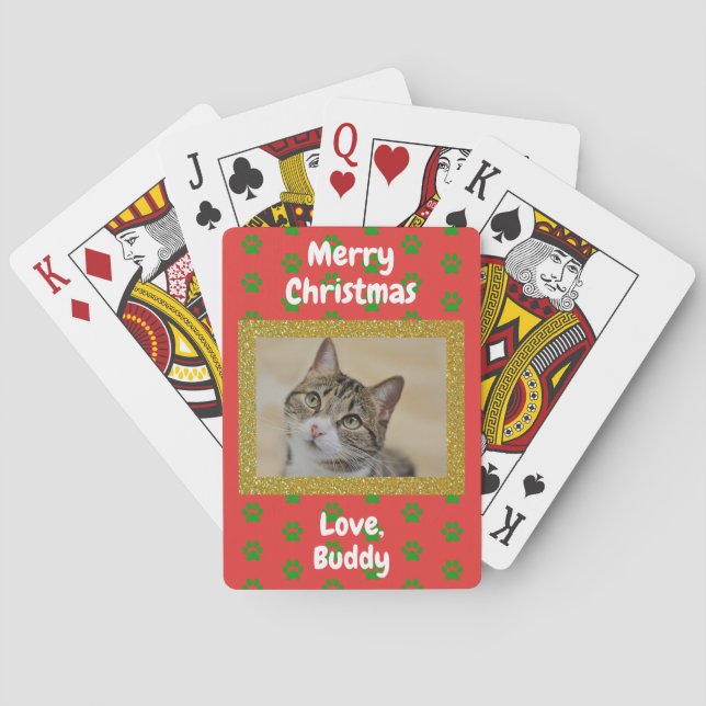 Christmas Love Cat Dog Dad Mom Pet Photo Playing Cards (Back)