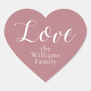 Christmas Love Custom Name Dusty Rose Heart Sticker