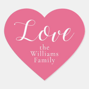 Christmas Love Custom Name Hot Pink Heart Sticker