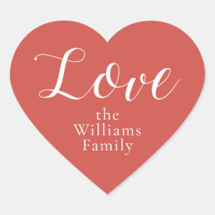 Christmas Love Custom Name Red Heart Sticker