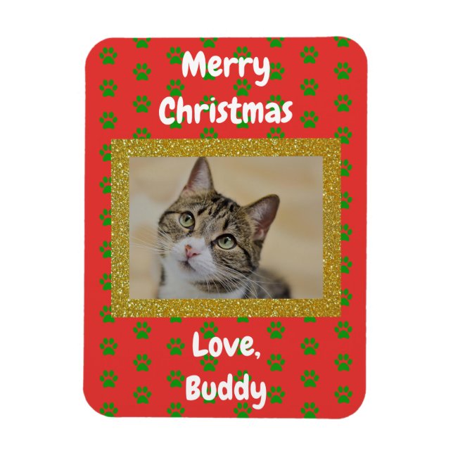 Christmas Love Dog Cat Mom Dad Custom Pet Photo Magnet (Vertical)