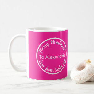 Christmas Love From Santa Personalized Hot Pink Coffee Mug