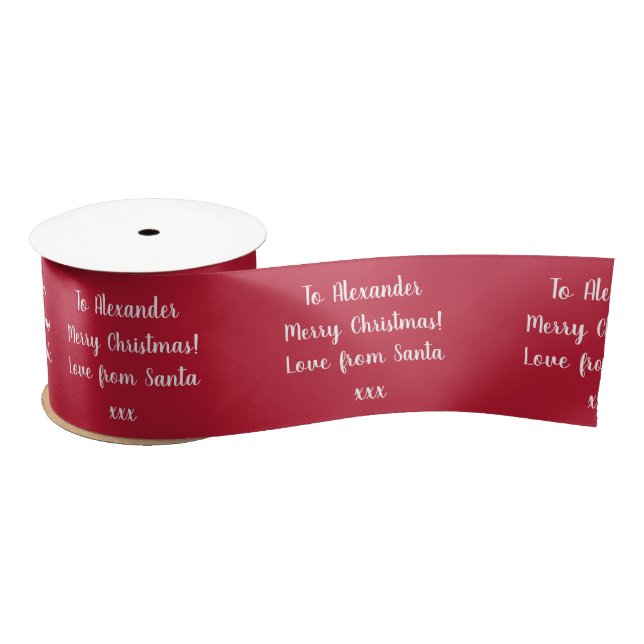 Christmas Love From Santa Personalized Red Satin Ribbon (Spool)