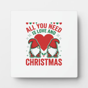 Christmas Love Heart Santa Gnome Design Plaque