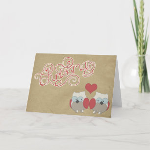 Christmas Love Owls Greeting Card
