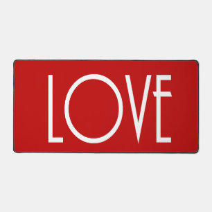 Christmas Love Red Background Holiday Doormat Desk Mat