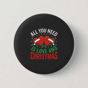 Christmas Love Santa Hat Typography 2 Inch Round Button