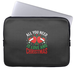 Christmas Love Santa Hat Typography Laptop Sleeve