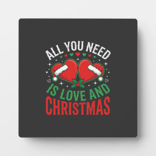 Christmas Love Santa Hat Typography Plaque