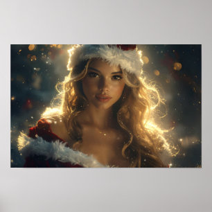 CHRISTMAS LOVE with beautiful Santa Angel  Poster