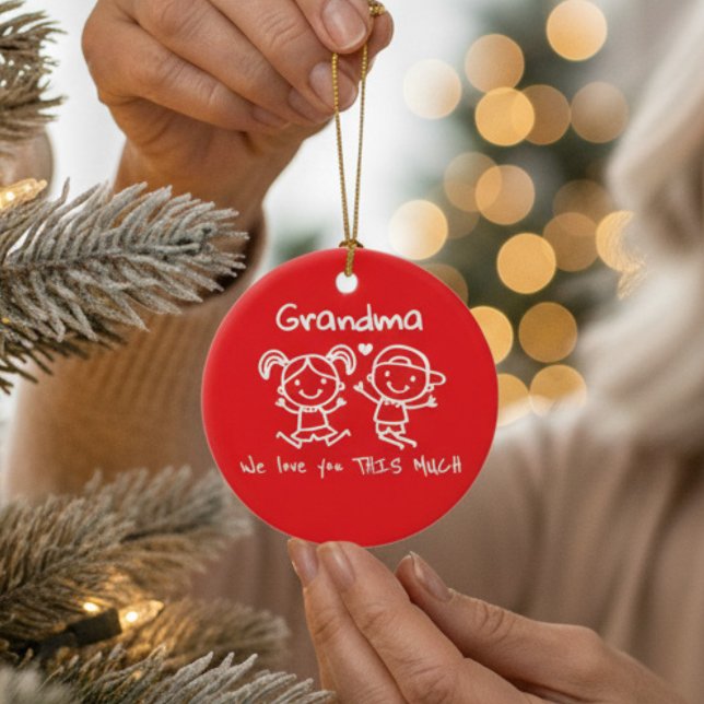 Christmas Love You Grandma Fun Graphic Gift Ceramic Ornament (Creator Uploaded)