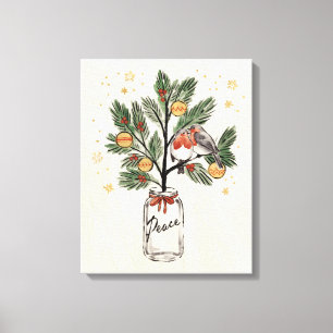 Christmas Lovebirds Peace Canvas Print