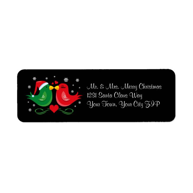Christmas Lovebirds Personalized Label (Front)