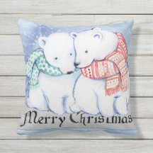 CHRISTMAS LOVELY CUSHION. REVERSIBLE PENGUIN BEAR
