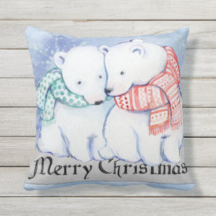 CHRISTMAS LOVELY CUSHION. REVERSIBLE PENGUIN BEAR THROW PILLOW
