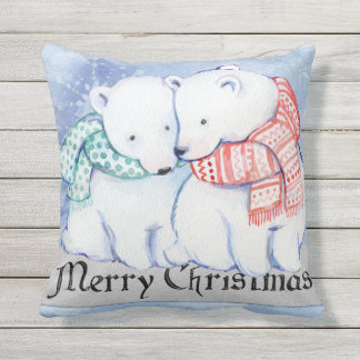 CHRISTMAS LOVELY CUSHION. REVERSIBLE PENGUIN BEAR THROW PILLOW