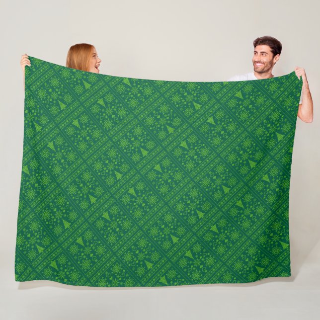 Christmas Lover Cross Pattern Sampler Design Fleece Blanket (In Situ)