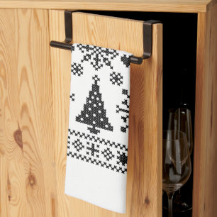 Christmas Lover Cross Pattern Sampler Design Kitchen Towel