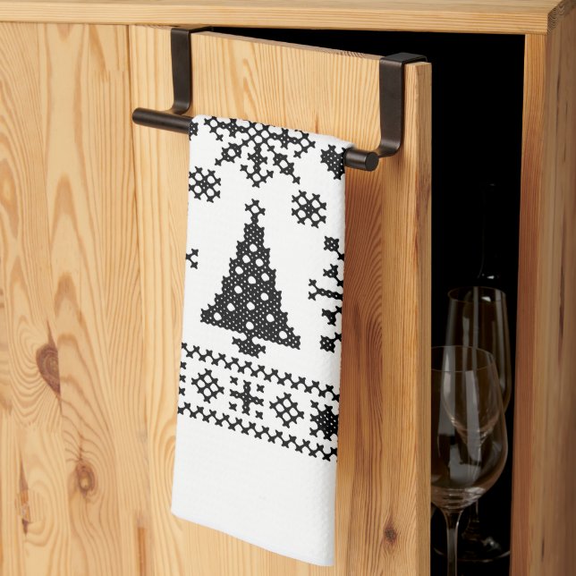 Christmas Lover Cross Pattern Sampler Design Kitchen Towel (Thirds Fold)
