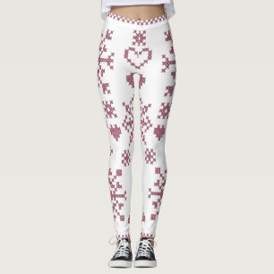 Christmas Lover Cross Pattern Sampler Design Leggings