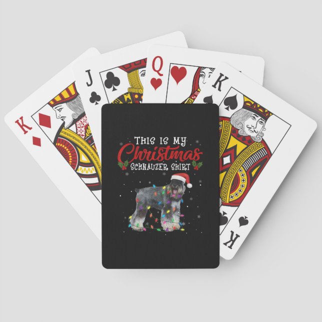 Christmas Lover Schnauzer Dog Dad Mom Funny Boys Playing Cards (Back)